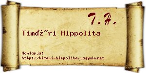 Timári Hippolita névjegykártya